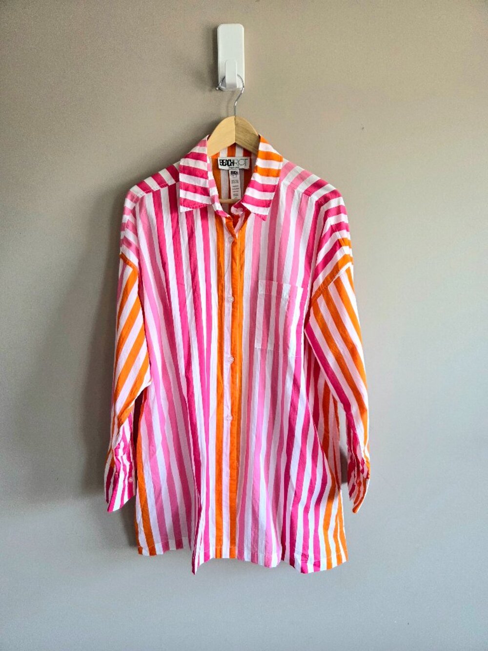 Beach Riot Alexa 100% Cotton Stripes Swim Cover Up L/XL